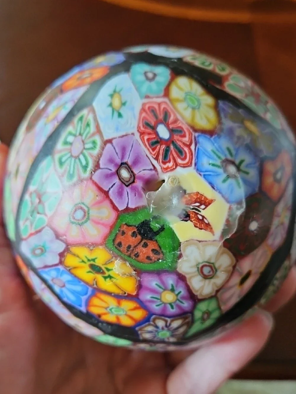 Set of 2 Handcrafted Sphere Art Candles - Butterfly & Floral Millefiori